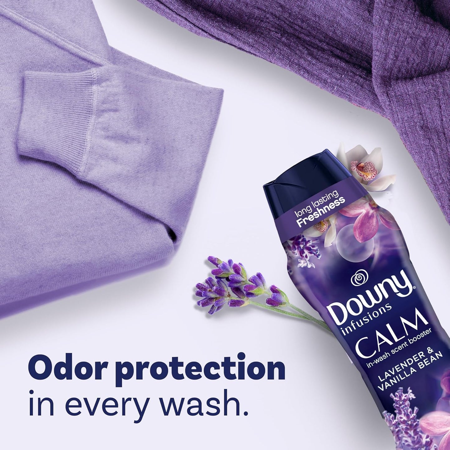 Downy Infusions In-Wash Laundry Scent Booster Beads, CALM, Soothing Lavender and Vanilla Bean, 18.2 oz