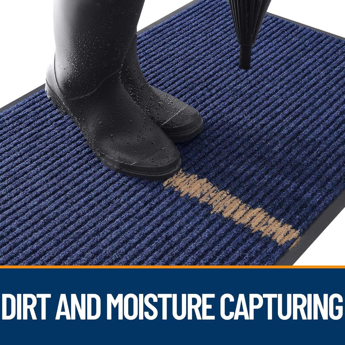 OLANLY Front Door Mat Indoor Outdoor Entrance, Waterproof Heavy Duty Doormat, Fade Resistant, Low Profile, Easy Clean Patio Porch Welcome Floor Mats for Entry, 47x23, Blue