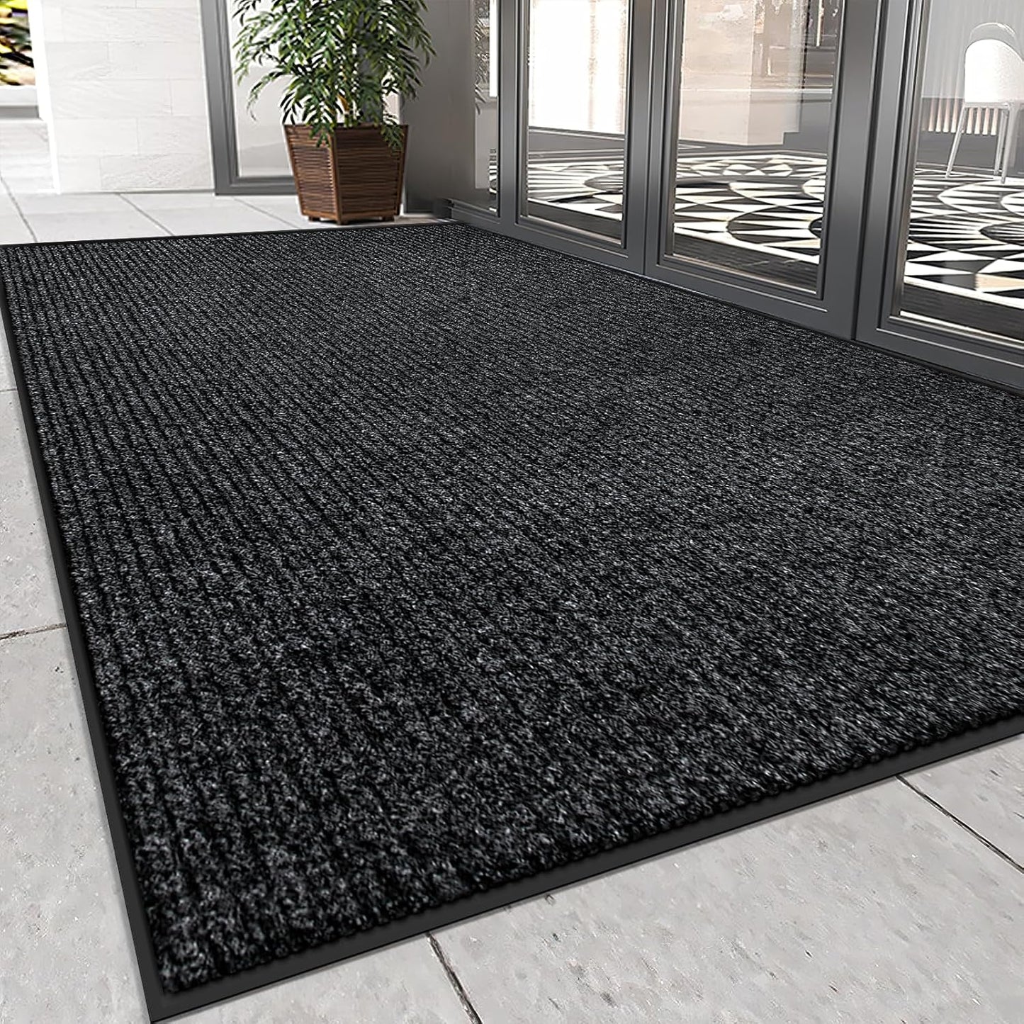 Vicwe Indoor Outdoor Door Mat,4'x8' Heavy Duty Front Door Mat, Non-Slip Washable Doormats Entrance Mats, Dirt Resistant and Absorbent Doormat, Commercial Outdoor Entrance Floor Mat for Home Office