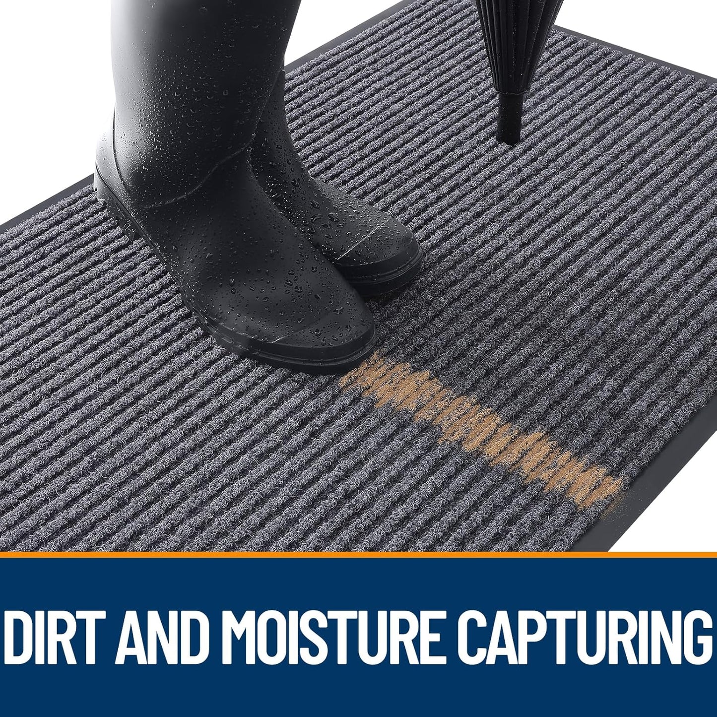 OLANLY Front Door Mat Indoor Outdoor Entrance, Waterproof Heavy Duty Doormat, Fade Resistant, Low Profile, Easy Clean Patio Porch Welcome Floor Mats for Entry, 71x47, Grey