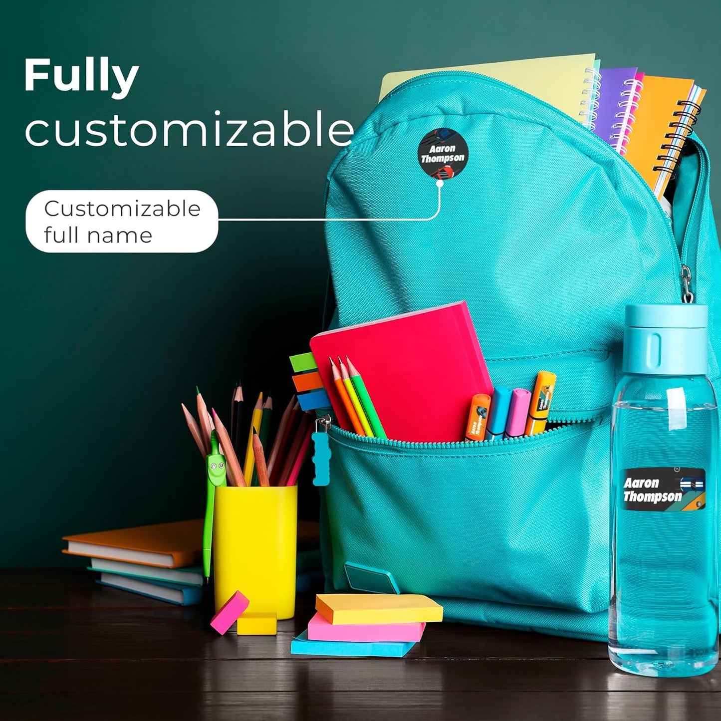 Personalized Name Tag Stickers for Kids (130+ Pack) | Car Waterproof Labels for School Supplies, Bottles & Lunch Boxes | Custom Vinyl Name Labels for Clothing, Toys & More (E. Cars)