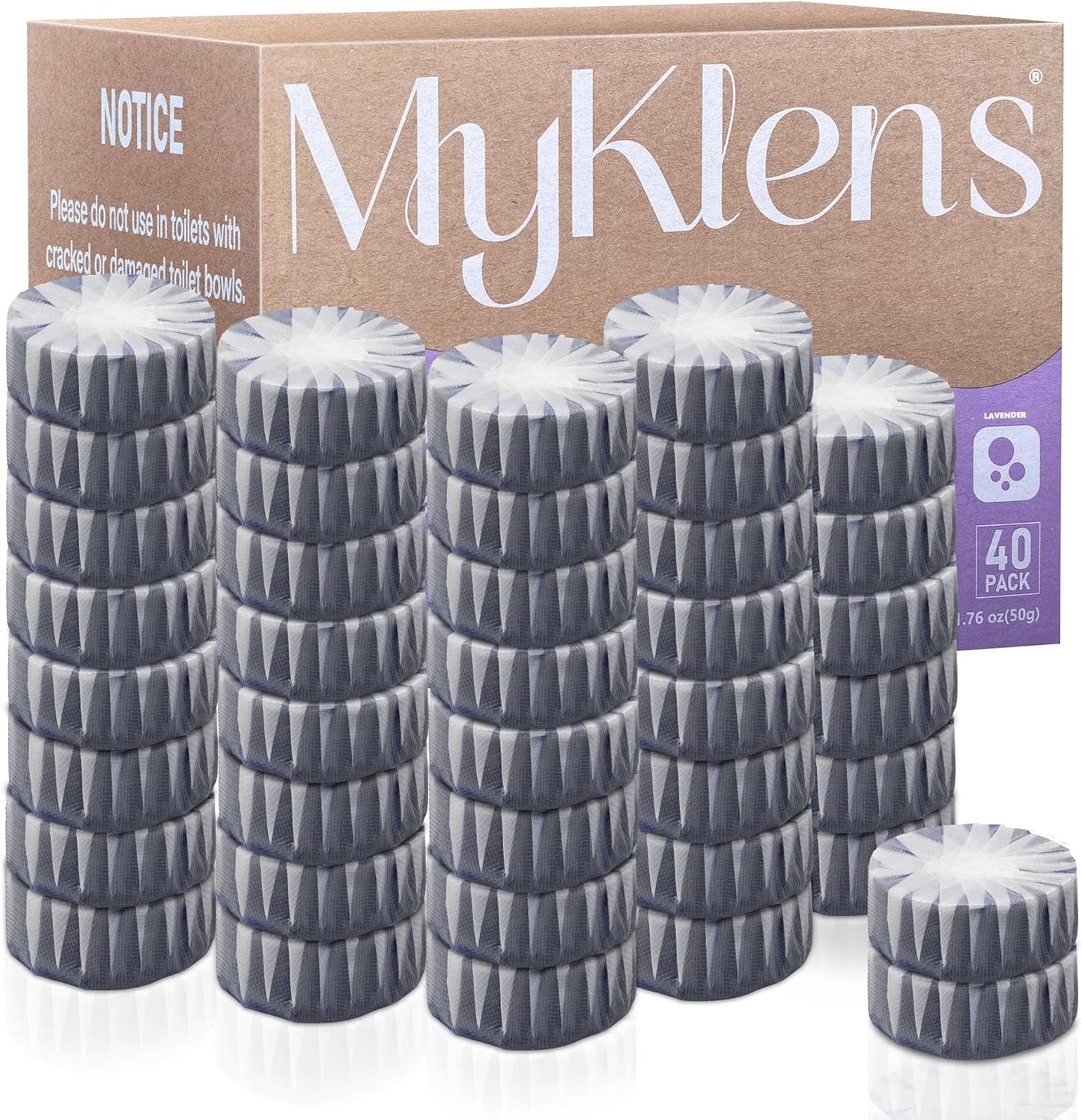 Toilet Bowl Cleaner Tablets, Automatic Toilet Bowl Cleaners, Long-Lasting Toilet Tabs Drop in Tank for Deodorizing & Descaling, Purple, 40 Packs