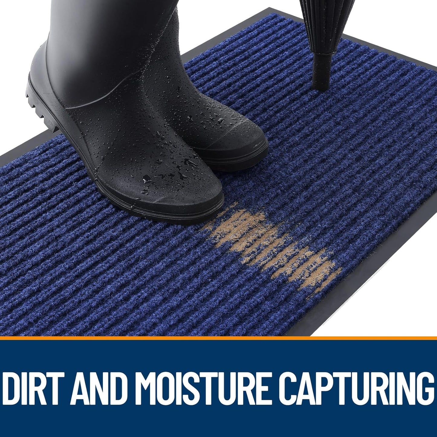 OLANLY Front Door Mat Indoor Outdoor Entrance, Waterproof Heavy Duty Doormat, Fade Resistant, Low Profile, Easy Clean Patio Porch Welcome Floor Mats for Entry, 59x35, Blue