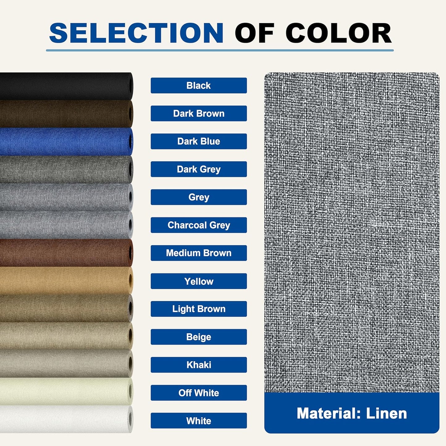 KING MOUNTAIN Linen Repair Patches, Self-Adhesive Linen Fabric Patches, 16X80 inch Extra Size, Multi Color, Can be Used for Linen Sofa Repair and Linen Clothes Repair (Charcaol Grey1.0)