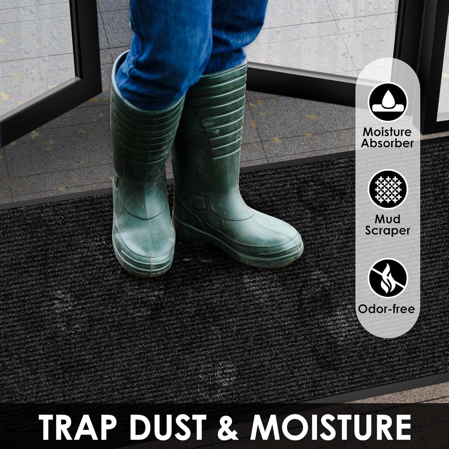 4′ x 47′ Front Door Mat Indoor Outdoor Entrance, Commercial Floor Mat Heavy Duty Dirt Trapper Entryway Doormat, Custom Size Non Slip Rubber Backing Welcome mat, Door Mat for High Traffic Area