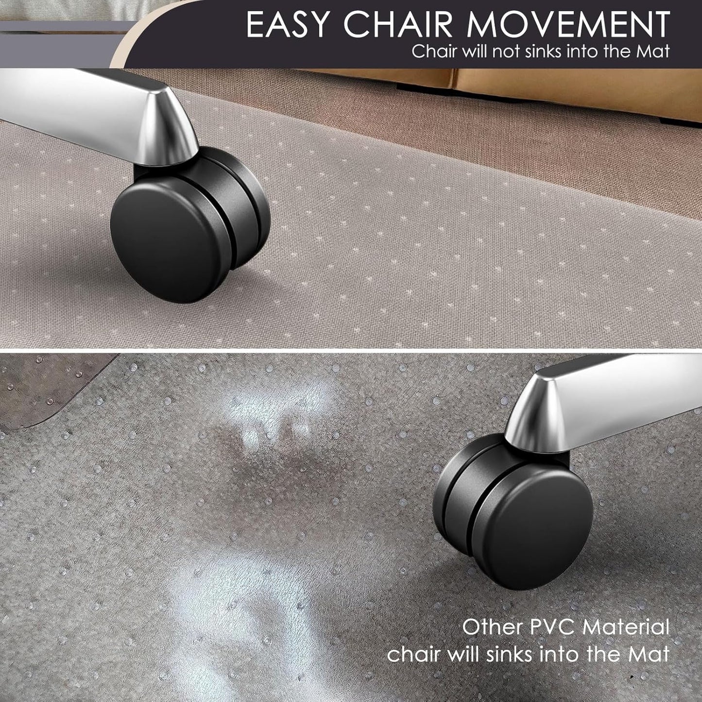 Kuyal Office Chair Mat for Carpet, 46x60 Clear Heavy Duty Computer Chair Mat, Under Desk Protector Carpeted Floors Mat, Easy Chair Movement,Ship Flat