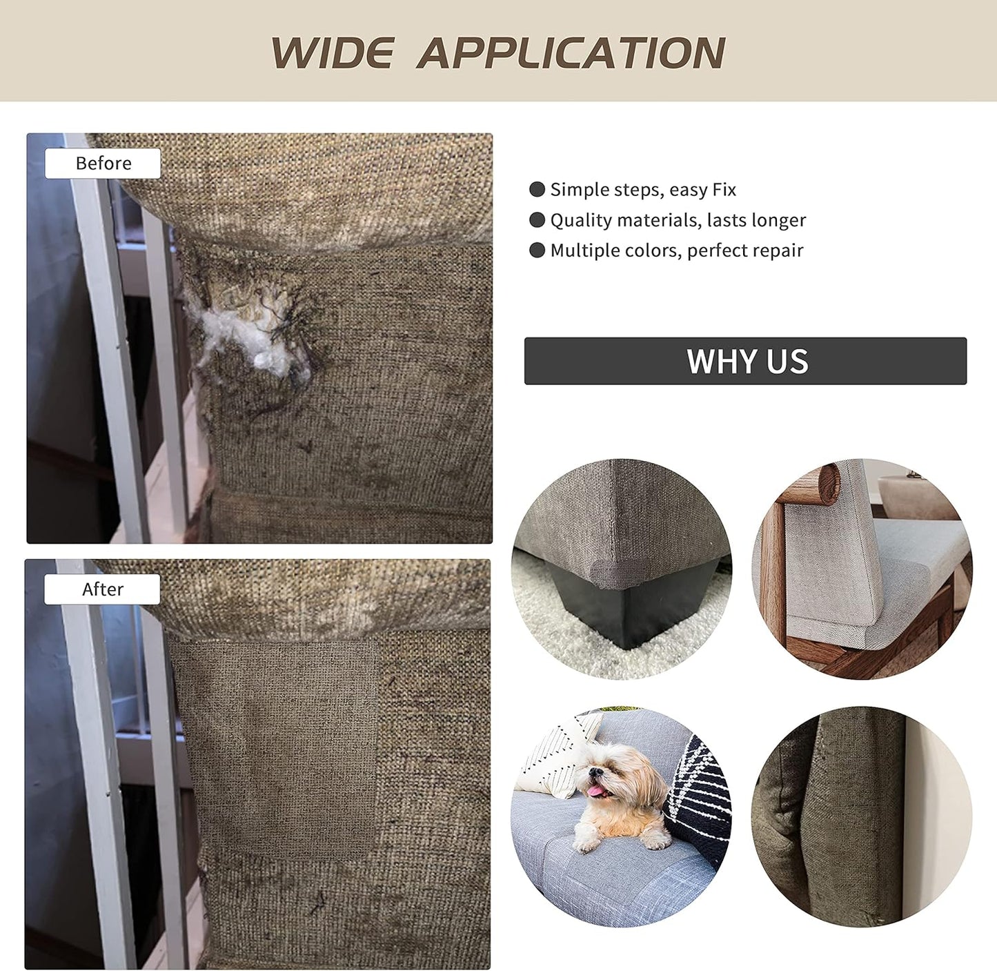 KING MOUNTAIN Fine Linen Repair Patches, Self-Adhesive Linen Fabric Patches, 8X11 inch Extra Size, Multi Color, Can be Used for Linen Sofa Repair and Linen Clothes Repair(8" x 11"-2PCS,Charcoal Gray)