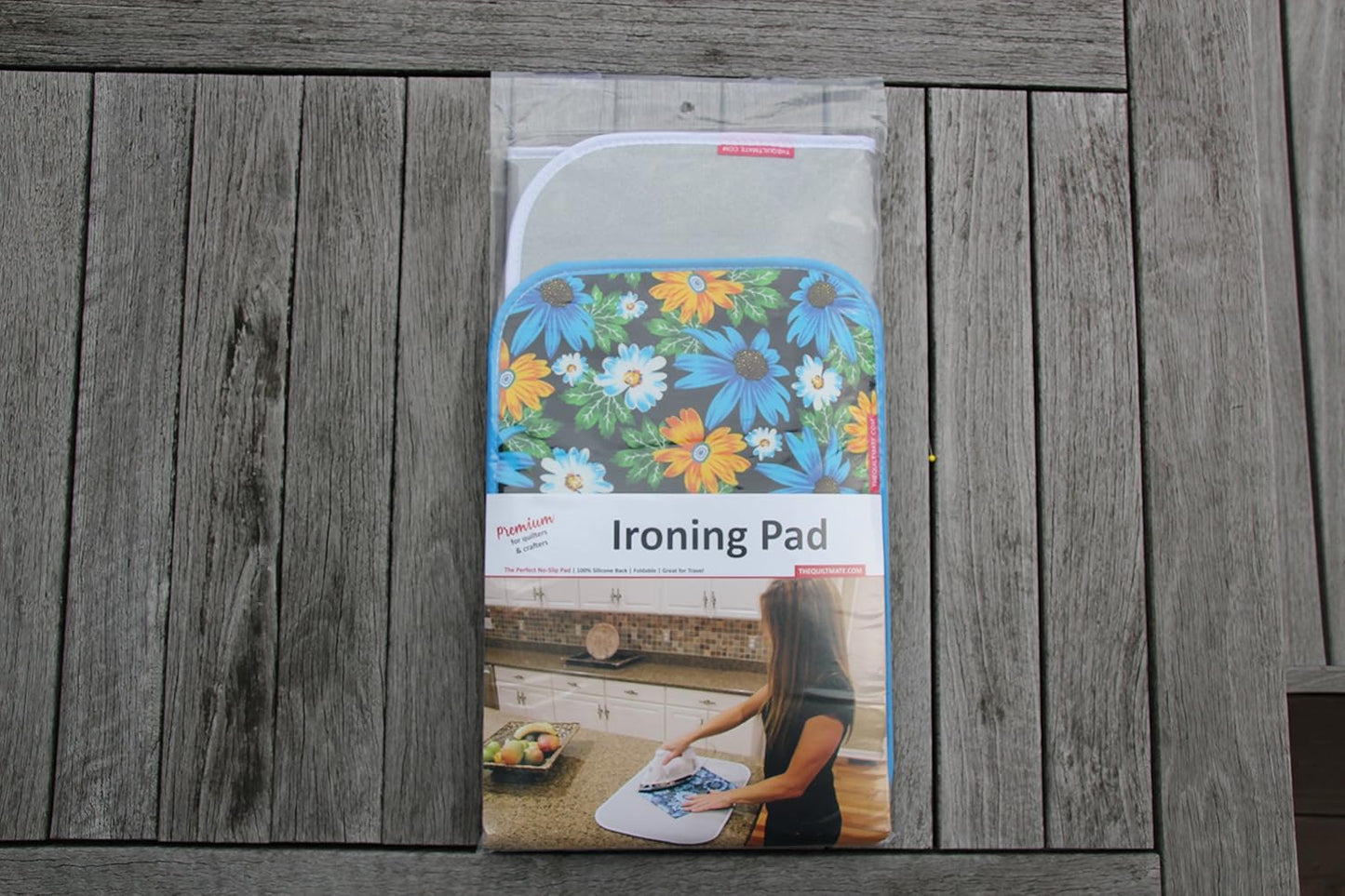 THEQUILTMATE - Premium Ironing Pad, Designed Especially for Quilters and Crafters, Combo: Classic Silver, 17 in x 25 in; Blue Mini, 10in x 14in