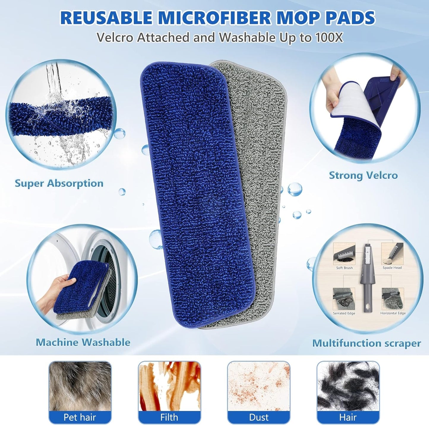 Spray Mops for Floor Cleaning - BPAWA Microfiber Floor Mop Flat Wet Mop Dry Dust Mop for Hardwood Laminate Wood Tile Vinyl Kitchen Bathroom Floors with 4 Washable Pads Reusable 550ML Refillable Bottle