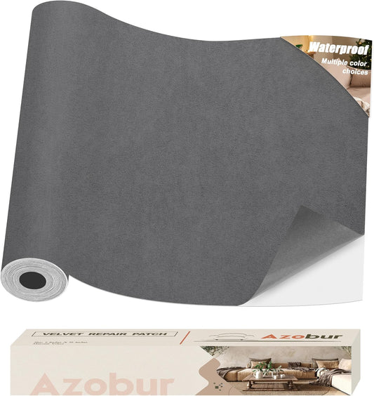 Azobur Couch Patches, Extra-Large Durable Fabric Tape, Ideal for Automotive Upholstery Repair, Waterproof, Self-Adhesive, Quickly Fix Sofas, Car Interiors, and Other Fabric Items (Gray)