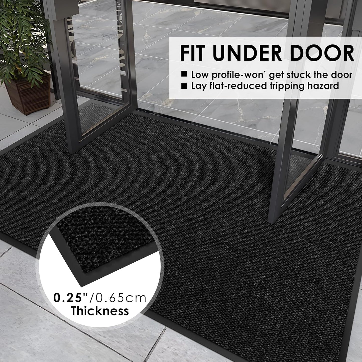 4′ x 60′ Front Door Mat Indoor Outdoor Entrance, Commercial Floor Mat Heavy Duty Dirt Trapper Entryway Doormat, Custom Size Non Slip Rubber Backing Welcome mat, Door Mat for High Traffic Area