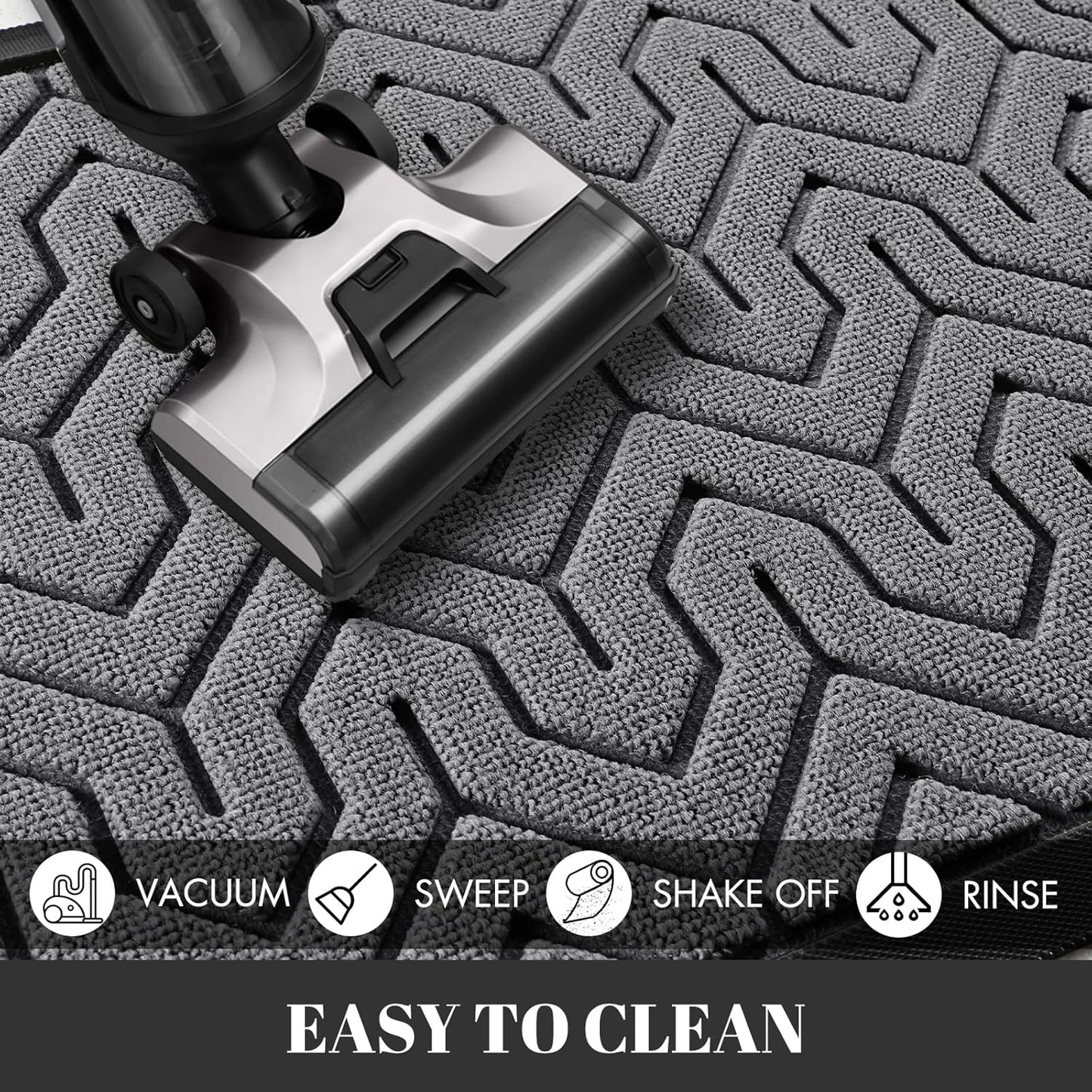 Yimobra Extra Large Door Mat Outside Entrance 60x32, Waterproof Heavy Duty Outdoor Mats for Front Door, Non Slip Rubber Entry Mat for Garage Patio, Easy Clean, Grey