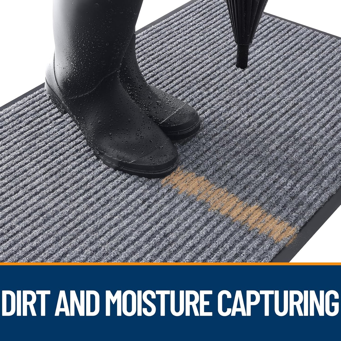 OLANLY Front Door Mat Indoor Outdoor Entrance, Waterproof Heavy Duty Doormat, Fade Resistant, Low Profile, Easy Clean Patio Porch Welcome Floor Mats for Entry, 71x24, Light Gray