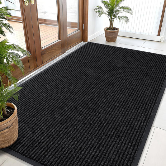 OLANLY Front Door Mat Indoor Outdoor Entrance, Waterproof Heavy Duty Doormat, Fade Resistant, Low Profile, Easy Clean Patio Porch Welcome Floor Mats for Entry, 59x35, Black