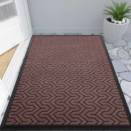 Yimobra Large Door Mat Outside Entrance 47x32, Waterproof Heavy Duty Outdoor Mats for Front Door, Non Slip Rubber Entry Mat for Garage Patio, Easy Clean, Red