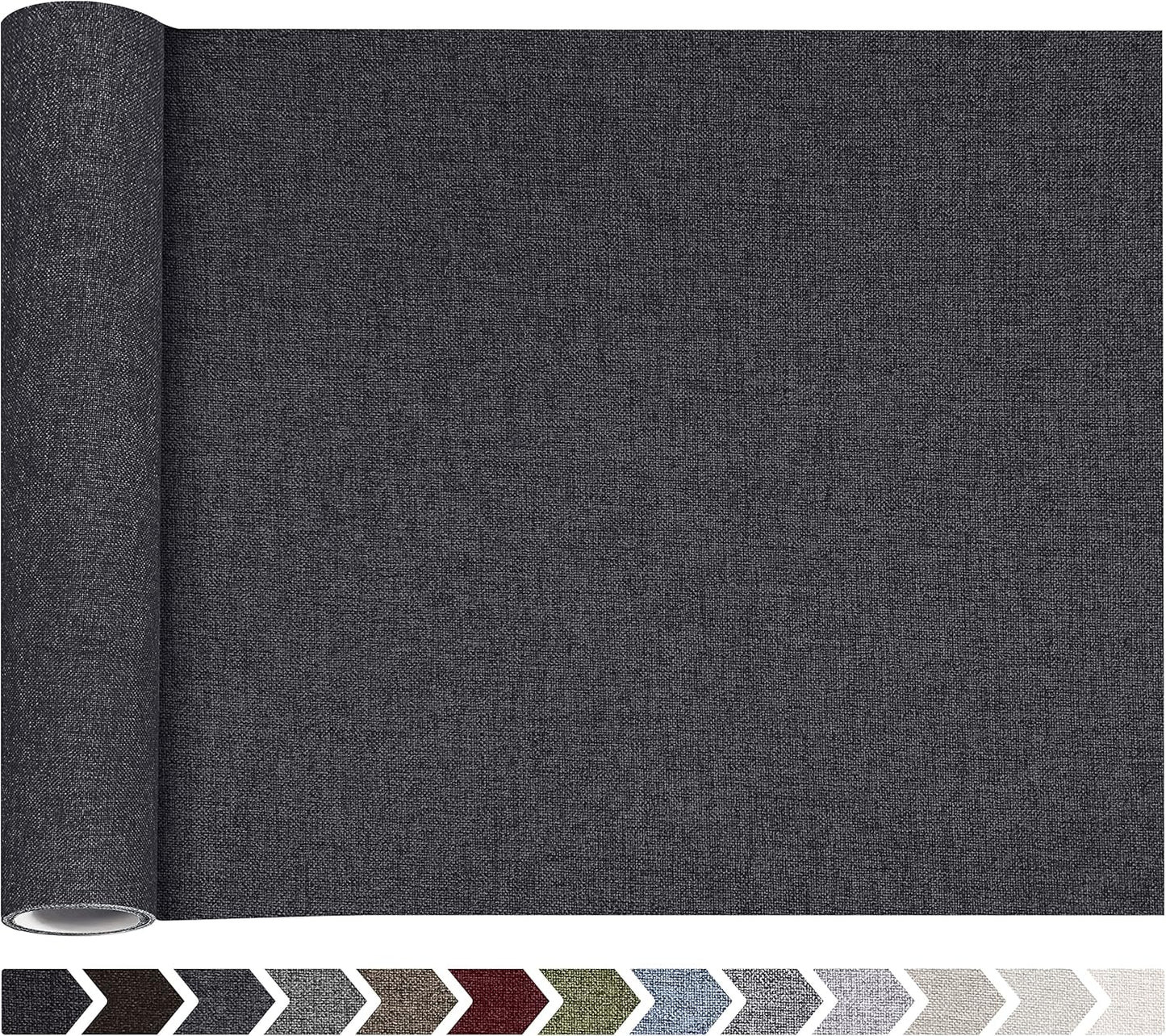 Fine Linen Fabric Patches, Self-Adhesive, Extra Large 12x40 inch, Multi Color, for Sofa & Clothes Repair (Dark Grey)
